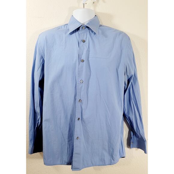 Express Blue Long Sleeves Pointed Collar Button Up Shirt Medium Lightweight Soft - Picture 1 of 6